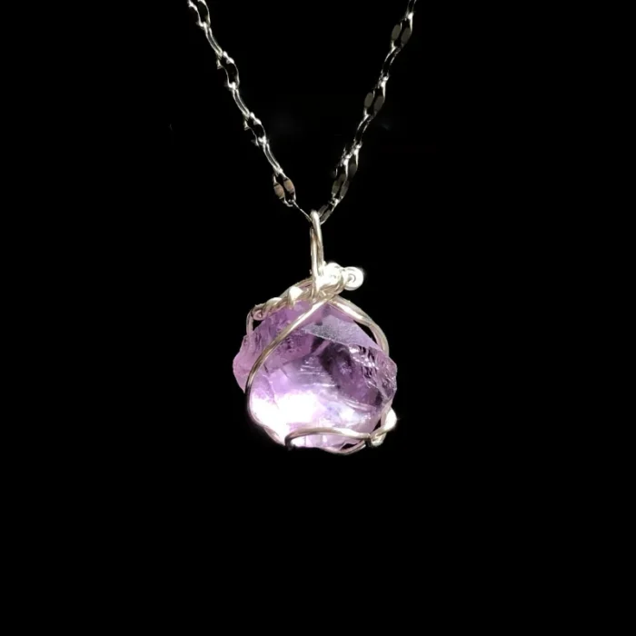 Raw Crystal Pendant Necklace – Natural Amethyst, Rose Quartz, Fluorite & Green Aventurine - Image 2