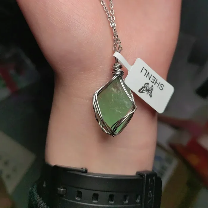 Raw Crystal Pendant Necklace – Natural Amethyst, Rose Quartz, Fluorite & Green Aventurine - Image 4