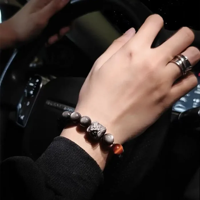 Natural Blue Gold Obsidian Bracelet – Protective Energy Beads for Grounding & Balance - Image 4