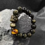 Natural Blue Gold Obsidian Bracelet – Protective Energy Beads for Grounding & Balance - Image 3