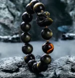 Natural Blue Gold Obsidian Bracelet – Protective Energy Beads for Grounding & Balance