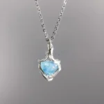 Handmade Raw Aquamarine Pendant Necklace