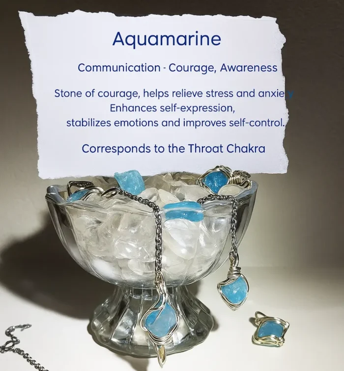 Handmade Raw Aquamarine Pendant Necklace - Image 2