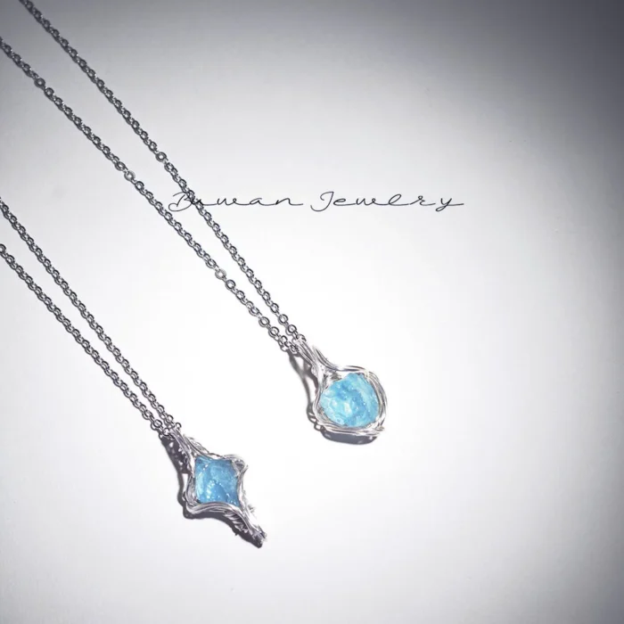 Handmade Raw Aquamarine Pendant Necklace - Image 3