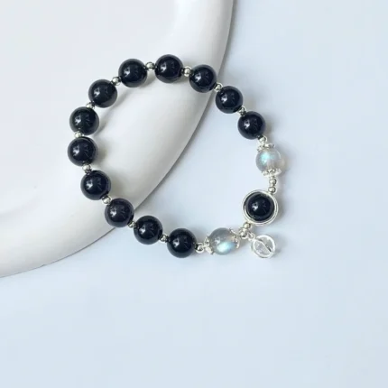 Chasing the Light · Natural Obsidian & Moonstone Guardian Bracelet