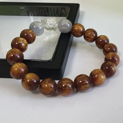 Self-Crossing · Golden Nanmu & Clear Quartz Awakening Lion Bracelet"