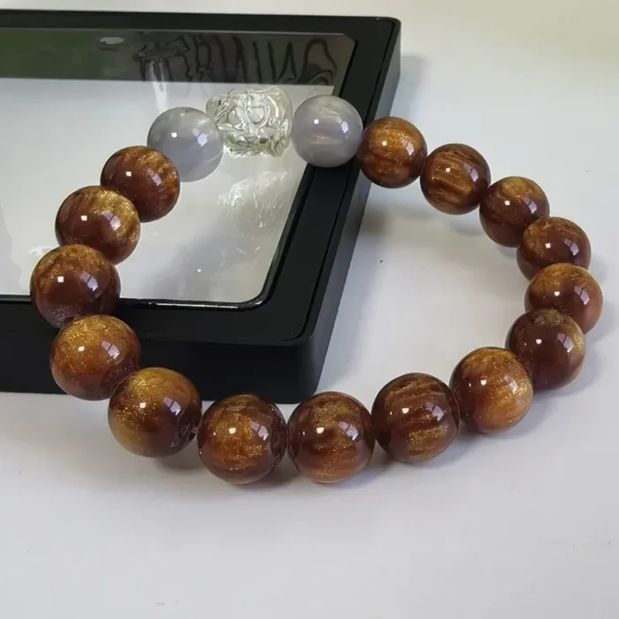 Self-Crossing · Golden Nanmu & Clear Quartz Awakening Lion Bracelet" - Image 1