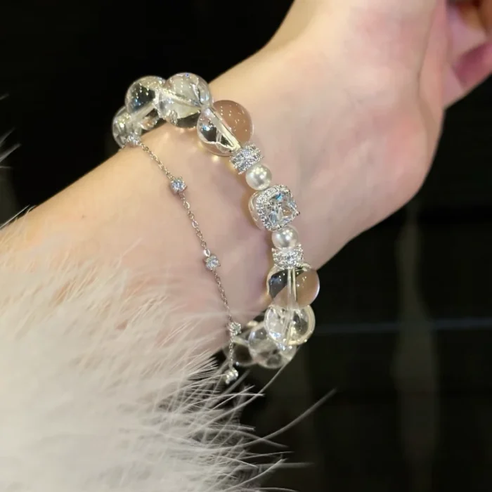 Angelic Light · Natural White Azeztulite & Pearl High-Vibration Bracelet - Image 4