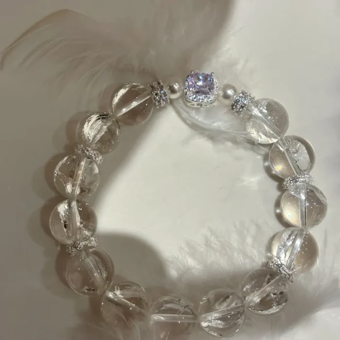 Angelic Light · Natural White Azeztulite & Pearl High-Vibration Bracelet - Image 2