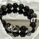 Transformation & Protection · Natural Silver Sheen Obsidian Snake Totem Bracelet - Image 4