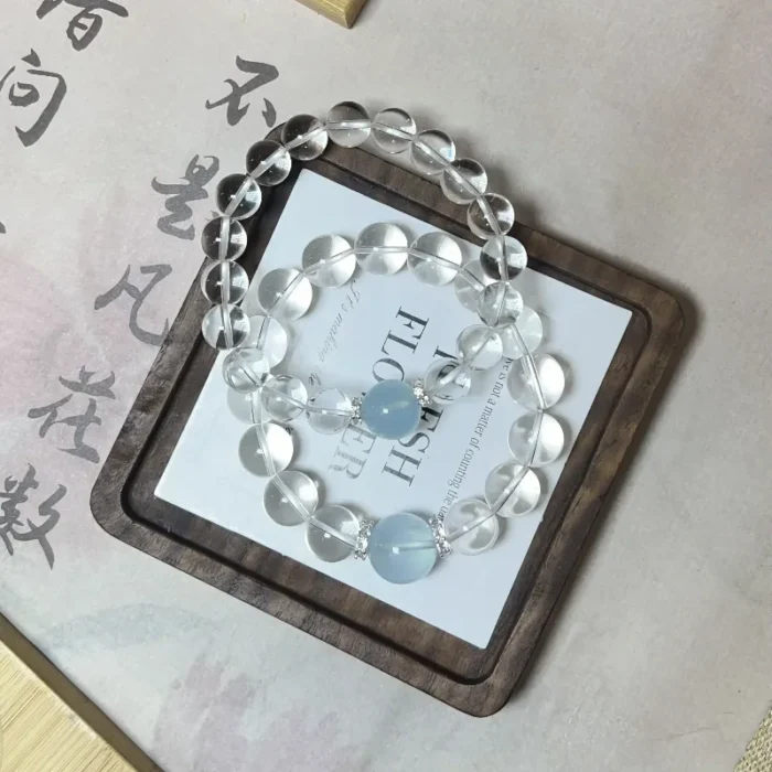 zlswhite2 The First Crystal · Natural Clear Quartz & Aquamarine Purification Bracelet - Image 1